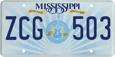 MS license plate ZCG503