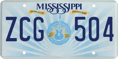 MS license plate ZCG504