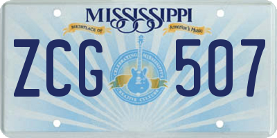 MS license plate ZCG507