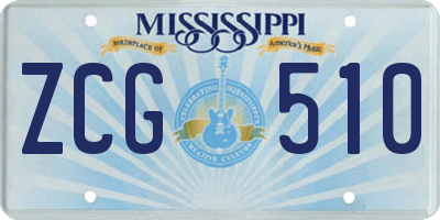 MS license plate ZCG510