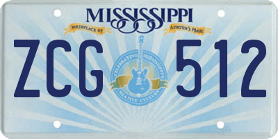 MS license plate ZCG512