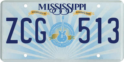 MS license plate ZCG513