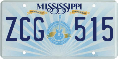 MS license plate ZCG515