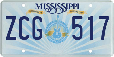 MS license plate ZCG517