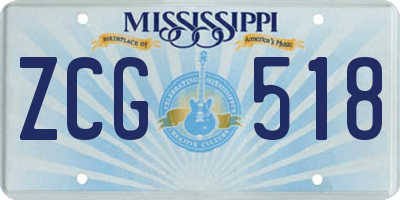 MS license plate ZCG518