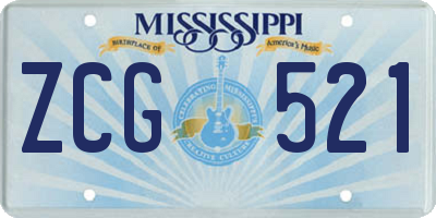 MS license plate ZCG521
