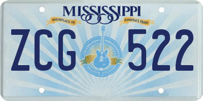 MS license plate ZCG522