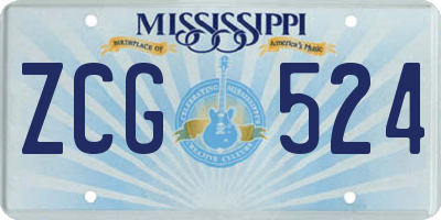 MS license plate ZCG524