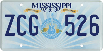 MS license plate ZCG526