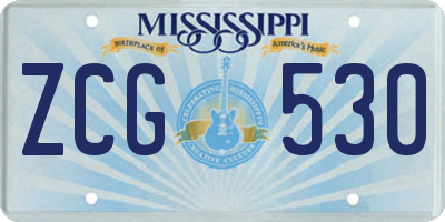 MS license plate ZCG530