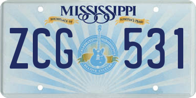 MS license plate ZCG531