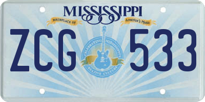 MS license plate ZCG533
