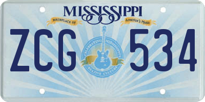 MS license plate ZCG534