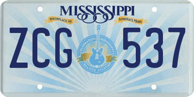 MS license plate ZCG537