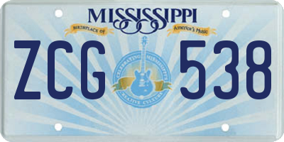 MS license plate ZCG538