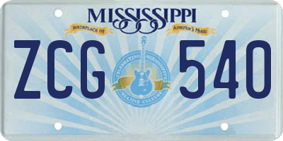 MS license plate ZCG540