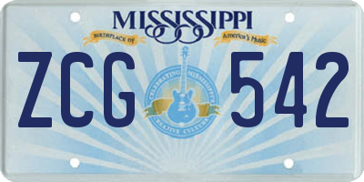 MS license plate ZCG542