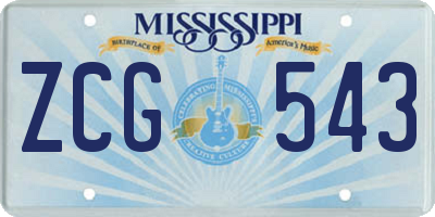 MS license plate ZCG543