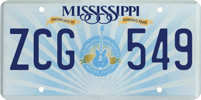 MS license plate ZCG549