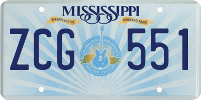 MS license plate ZCG551