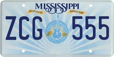 MS license plate ZCG555