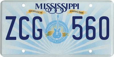 MS license plate ZCG560