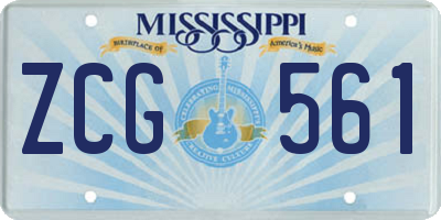 MS license plate ZCG561