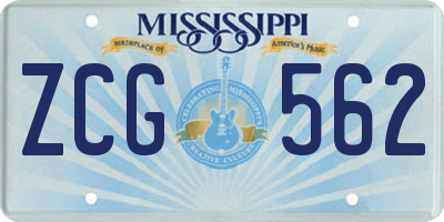 MS license plate ZCG562