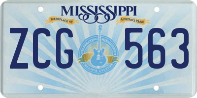 MS license plate ZCG563