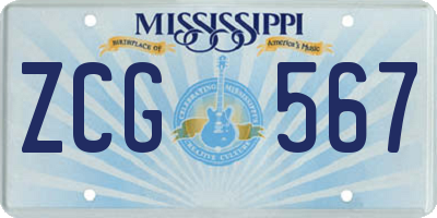 MS license plate ZCG567