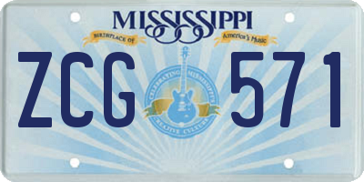MS license plate ZCG571