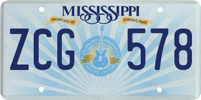 MS license plate ZCG578