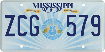 MS license plate ZCG579