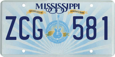 MS license plate ZCG581