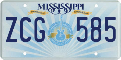 MS license plate ZCG585