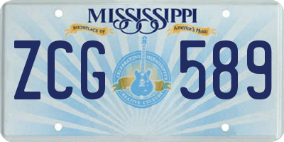 MS license plate ZCG589