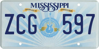 MS license plate ZCG597