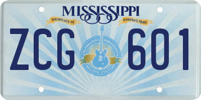 MS license plate ZCG601