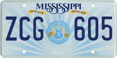 MS license plate ZCG605