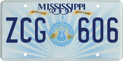 MS license plate ZCG606