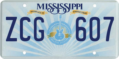 MS license plate ZCG607