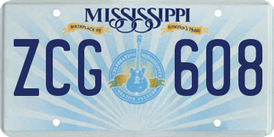 MS license plate ZCG608