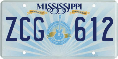 MS license plate ZCG612