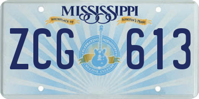 MS license plate ZCG613