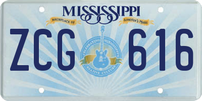 MS license plate ZCG616