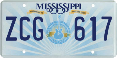 MS license plate ZCG617