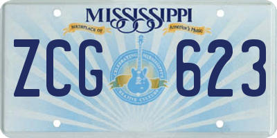 MS license plate ZCG623