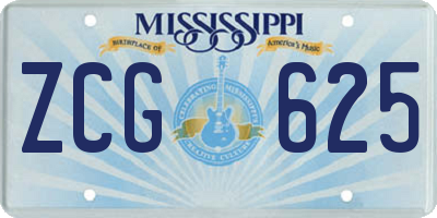 MS license plate ZCG625