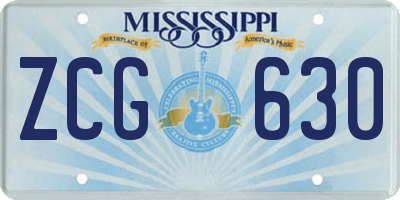 MS license plate ZCG630