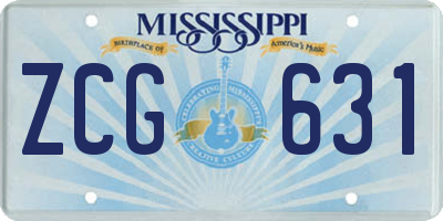 MS license plate ZCG631